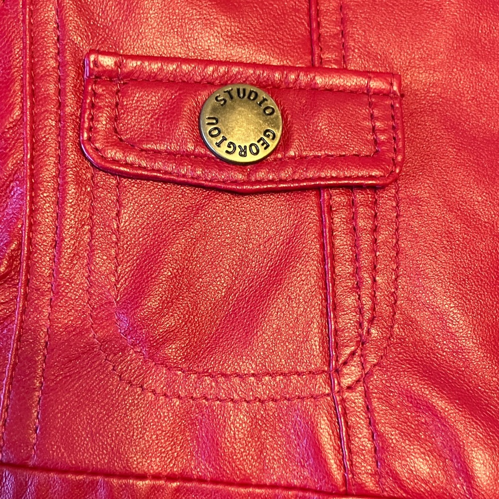 Vibrant Red Leather Jacket - Picture 5 of 7